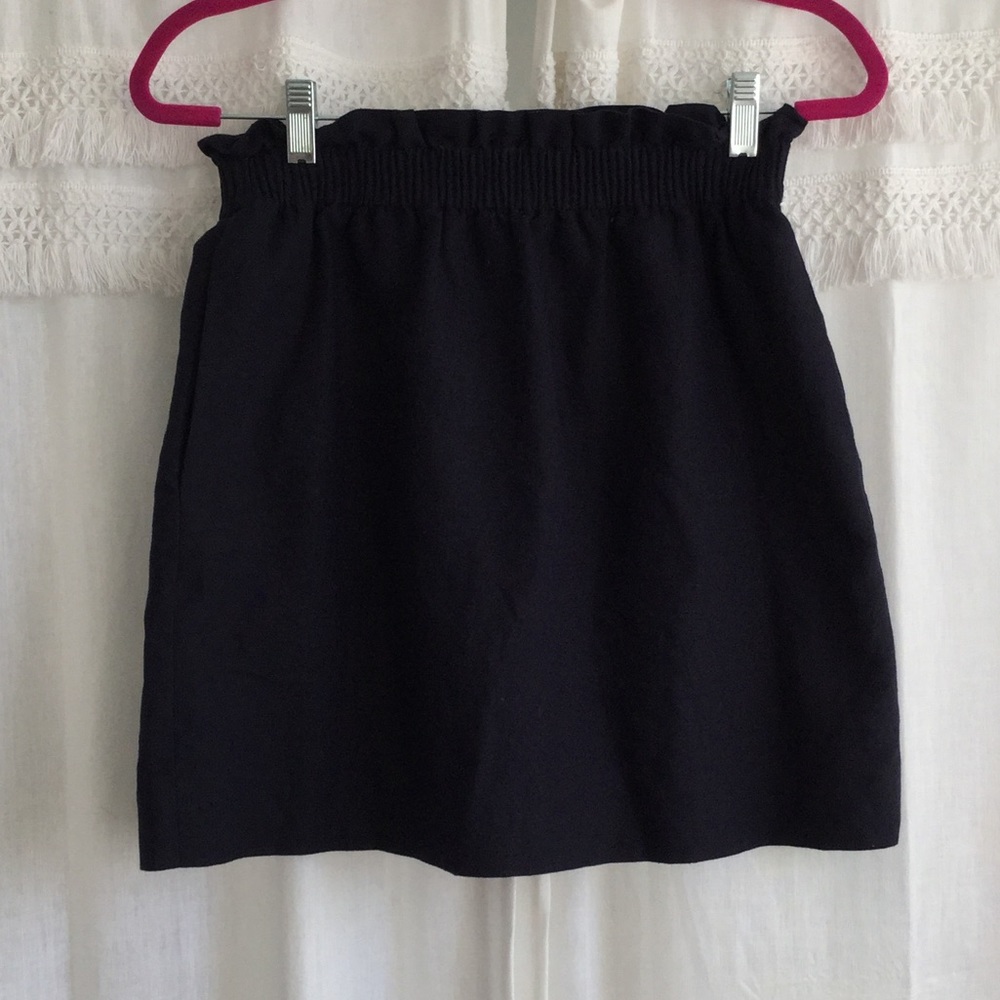 Navy JCrew Paper Bag Waist Skirt